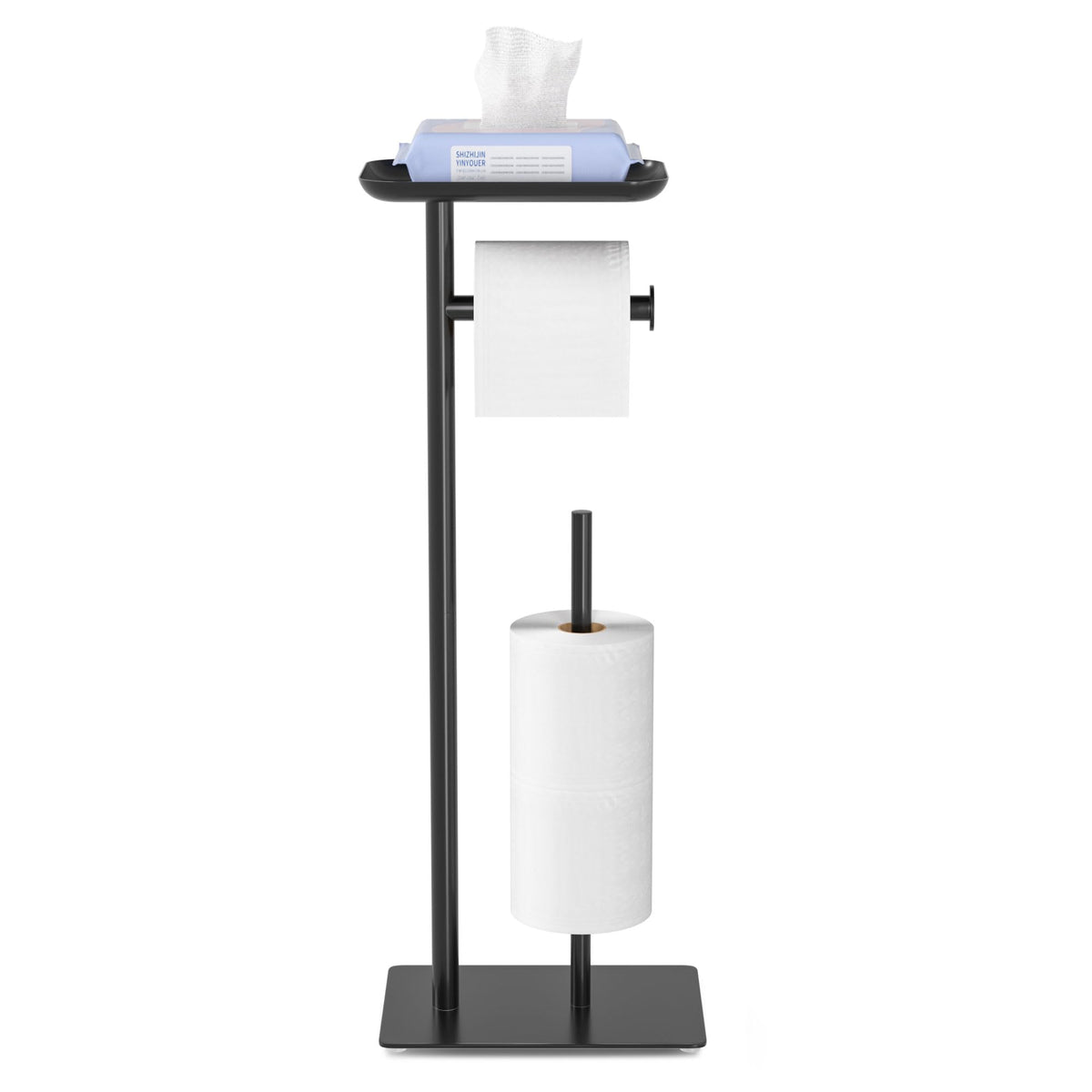 Compact, space-saving free-standing bathroom organizer