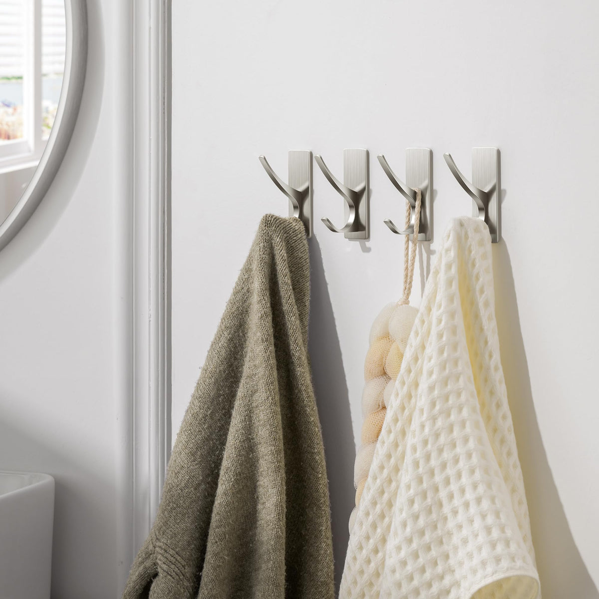 Josmimic brushed-nickel towel hook ideal for hallway storage