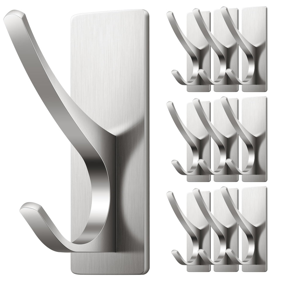 Josmimic brushed-nickel towel hook close-up showing heavy-duty adhesive strength