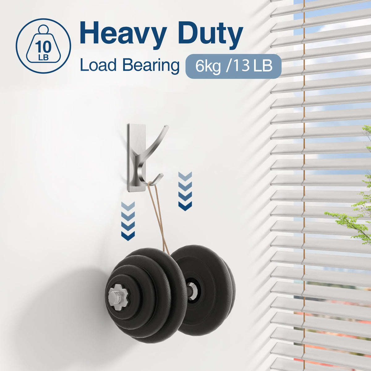 Josmimic brushed-nickel towel hook mounted on bathroom wall with robe
