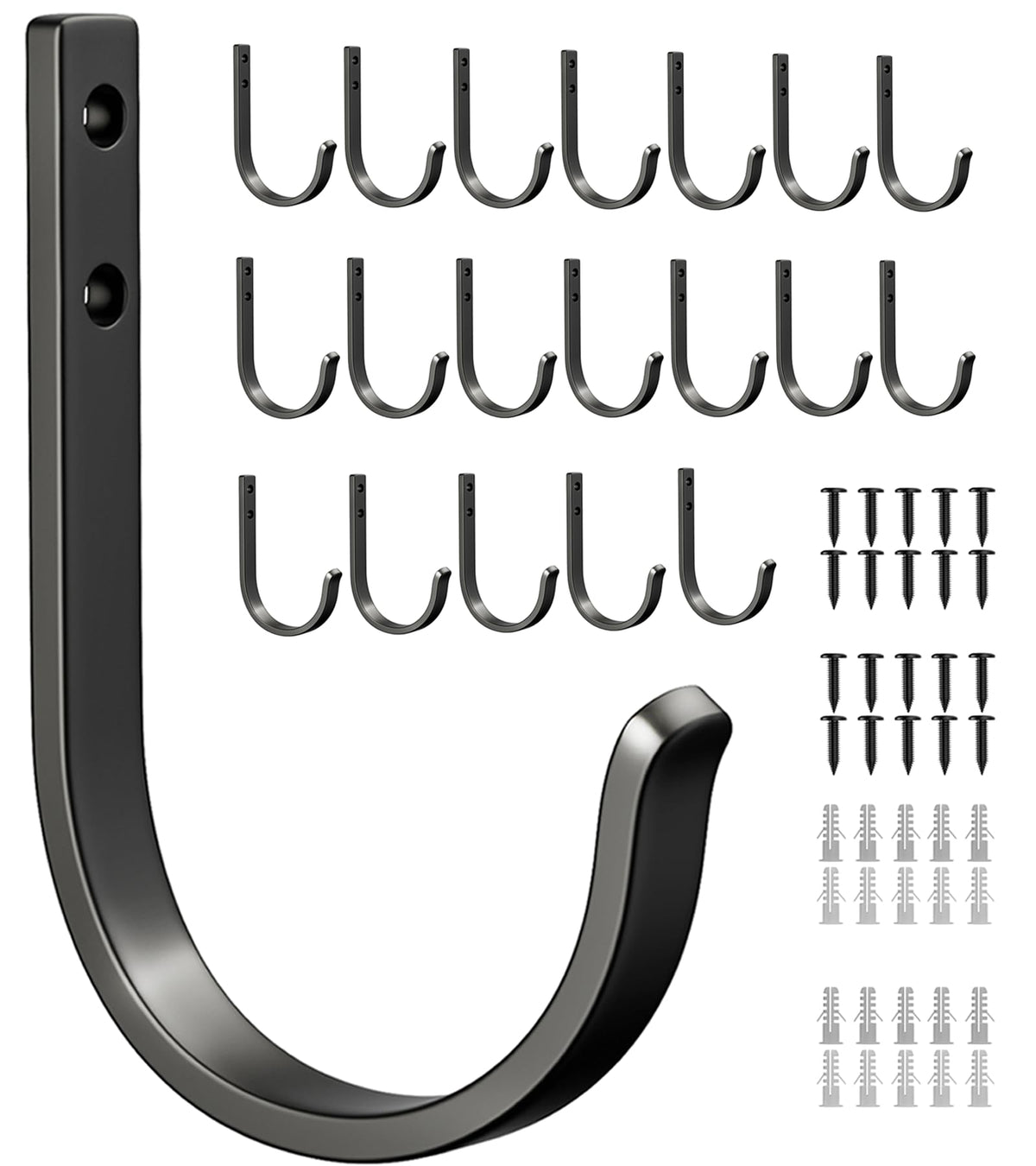 Josmimic wall hooks black finish for 20-pack towel and coat hanging.