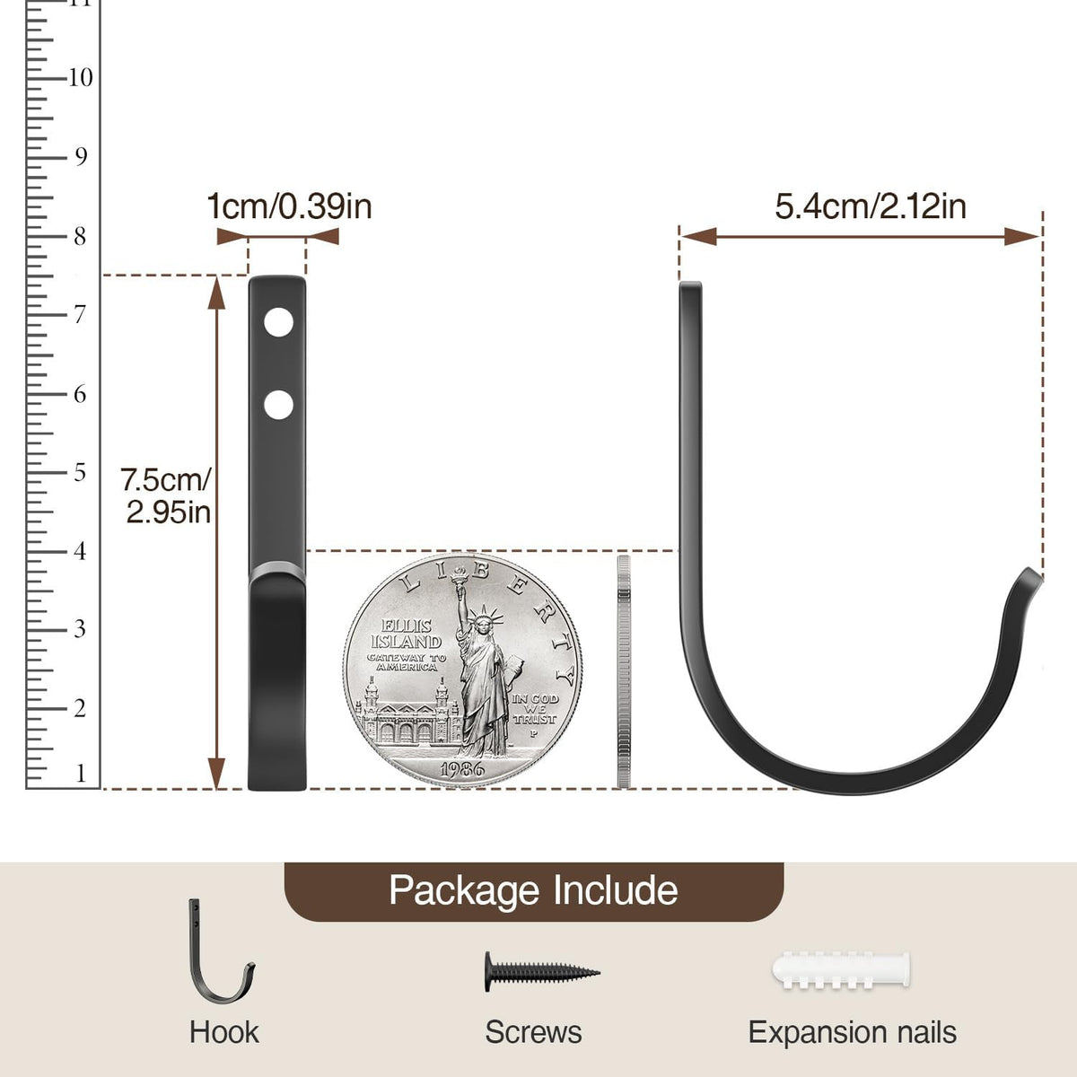 Josmimic wall hooks ideal for bathroom storage and closet organization.