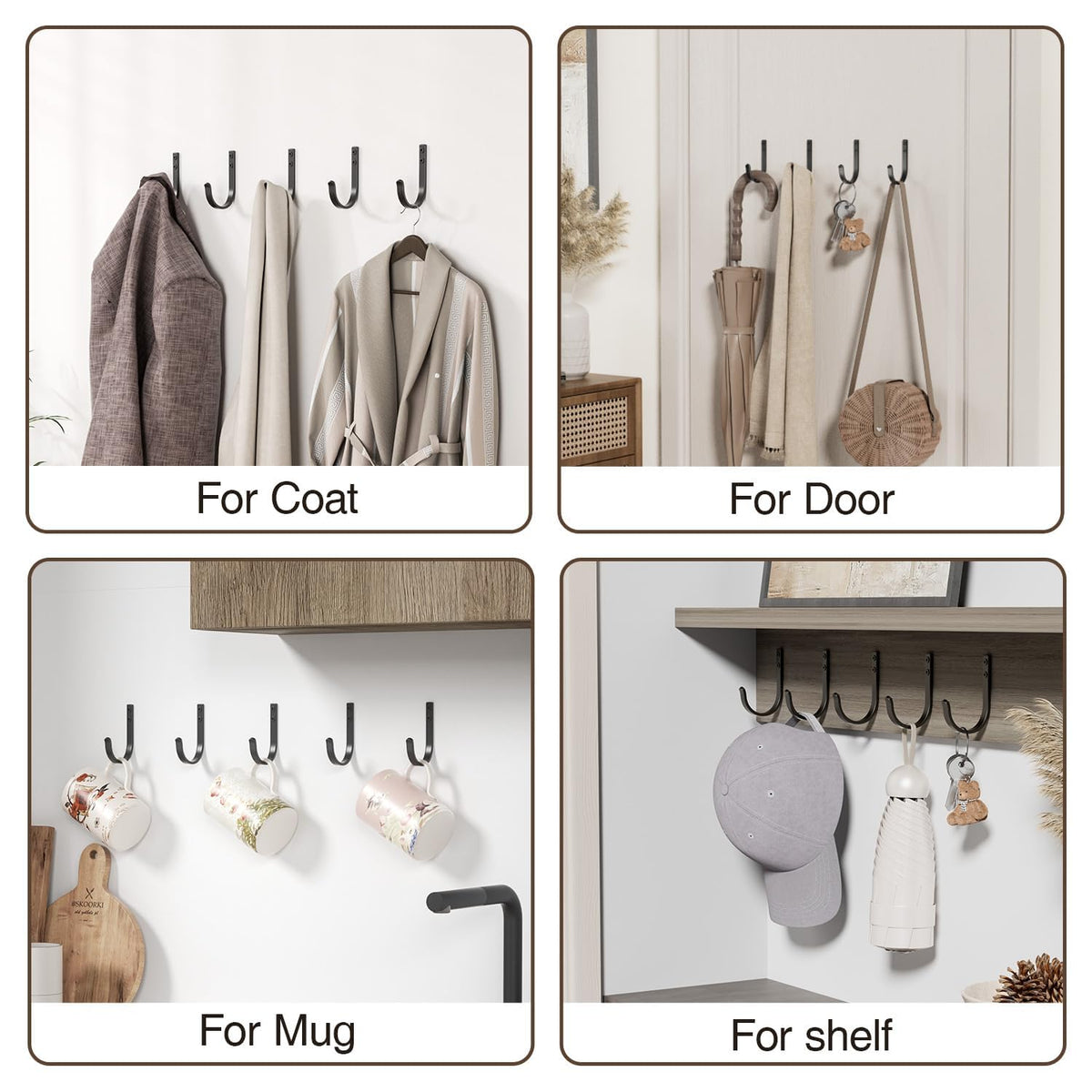 Josmimic wall hooks easy installation for quick organization.