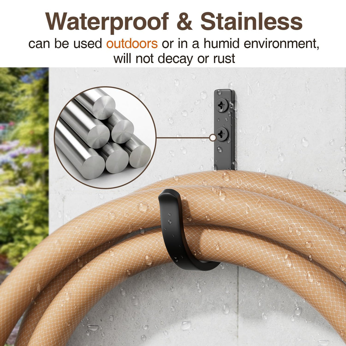 Josmimic wall hooks outdoor-grade suitability for sheltered exterior use.