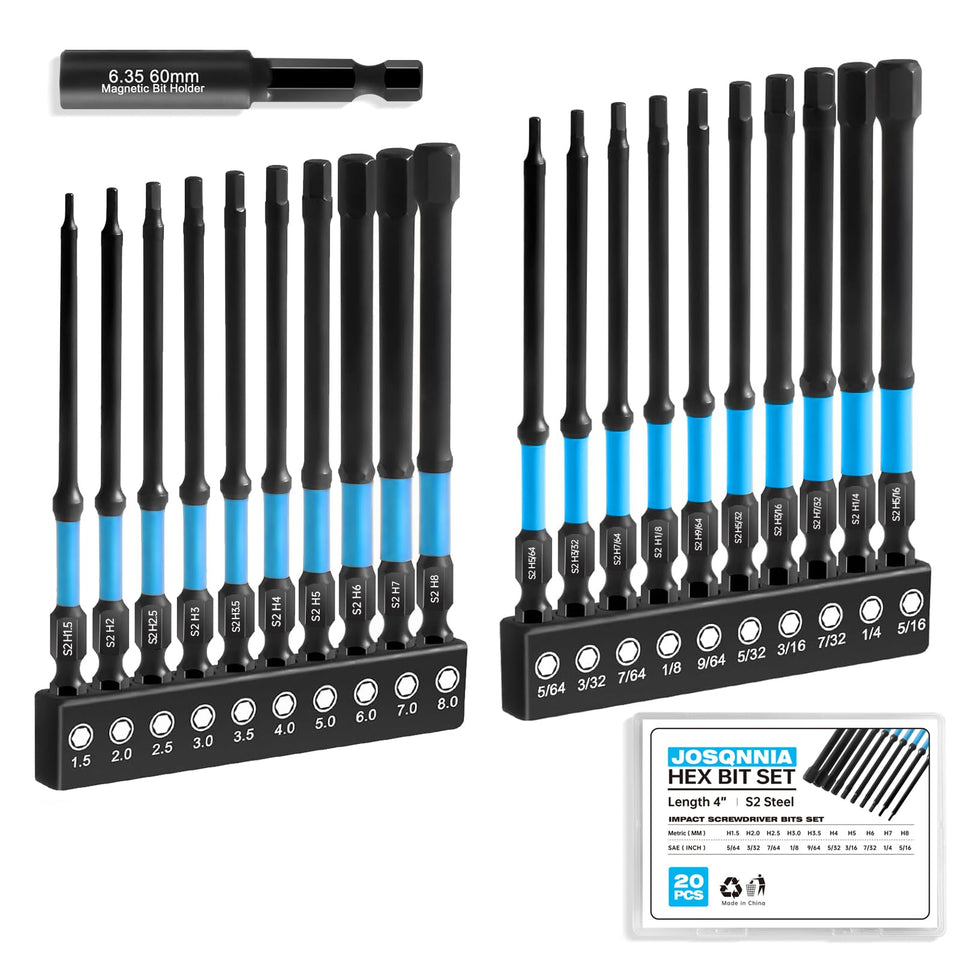 JOSQNNIA Allen Wrench Bit Set with 4-inch magnetic shank for deep access
