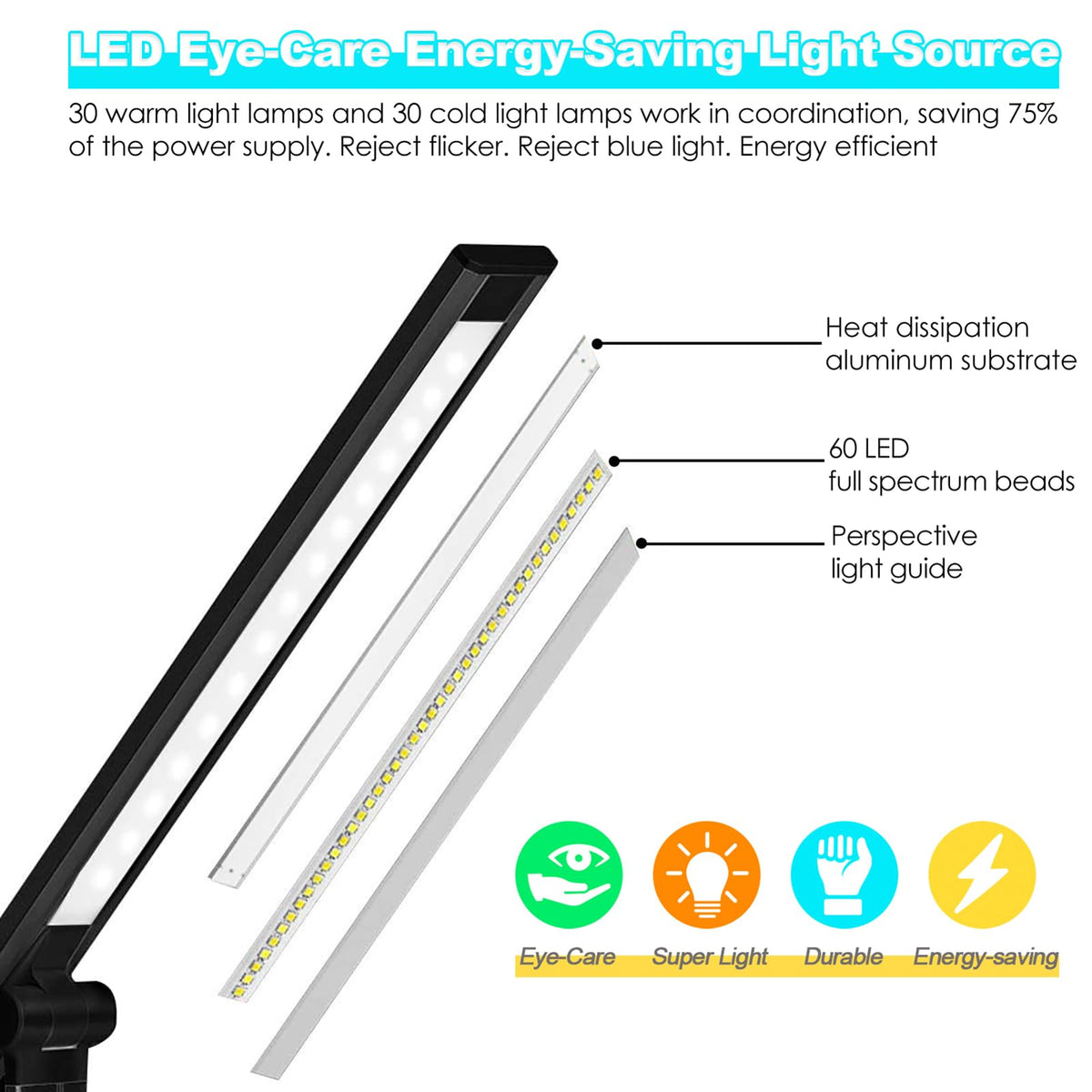 JOSTIC LED Desk Lamp showing 50 lighting options for mood and task lighting