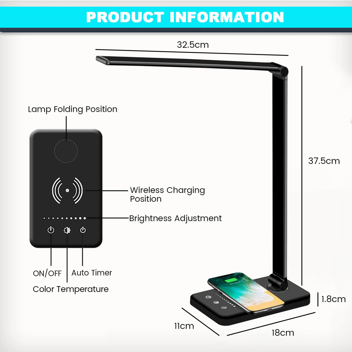 JOSTIC LED Desk Lamp foldable arm for versatile placement
