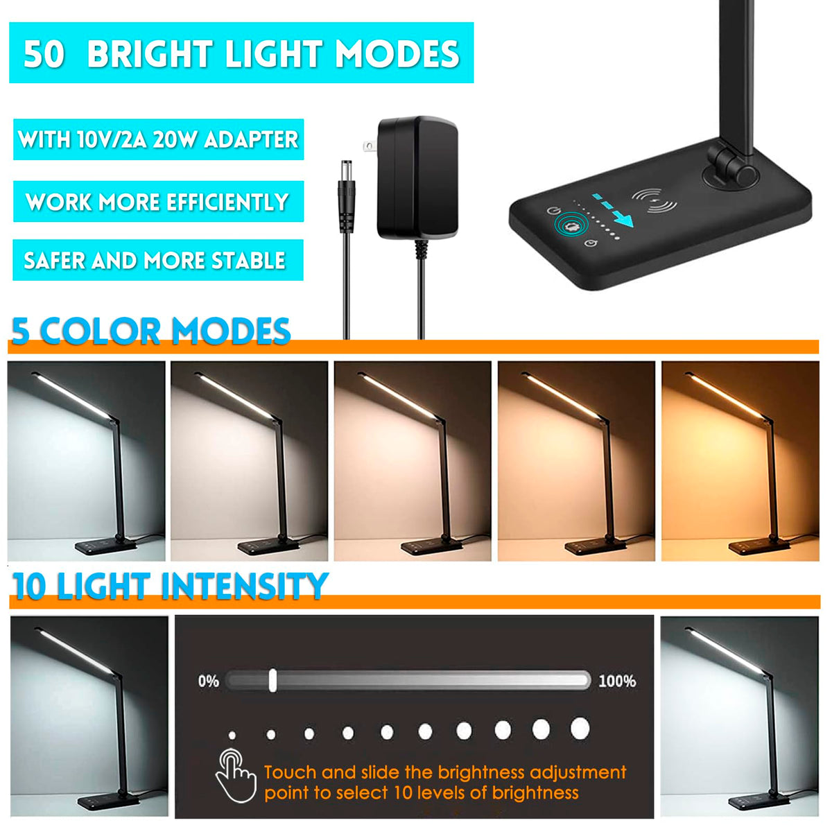 JOSTIC LED Desk Lamp USB port for on-the-go charging