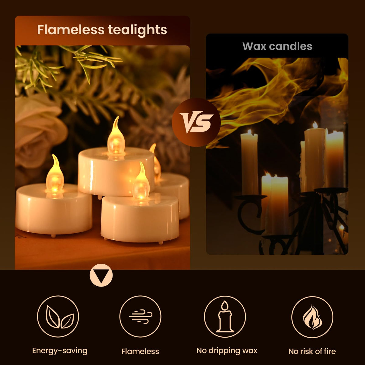JOSU battery-operated tealight with long lasting around 150 hours