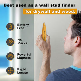 JOTOVO stud finder with neodymium magnets detects screws behind drywall.