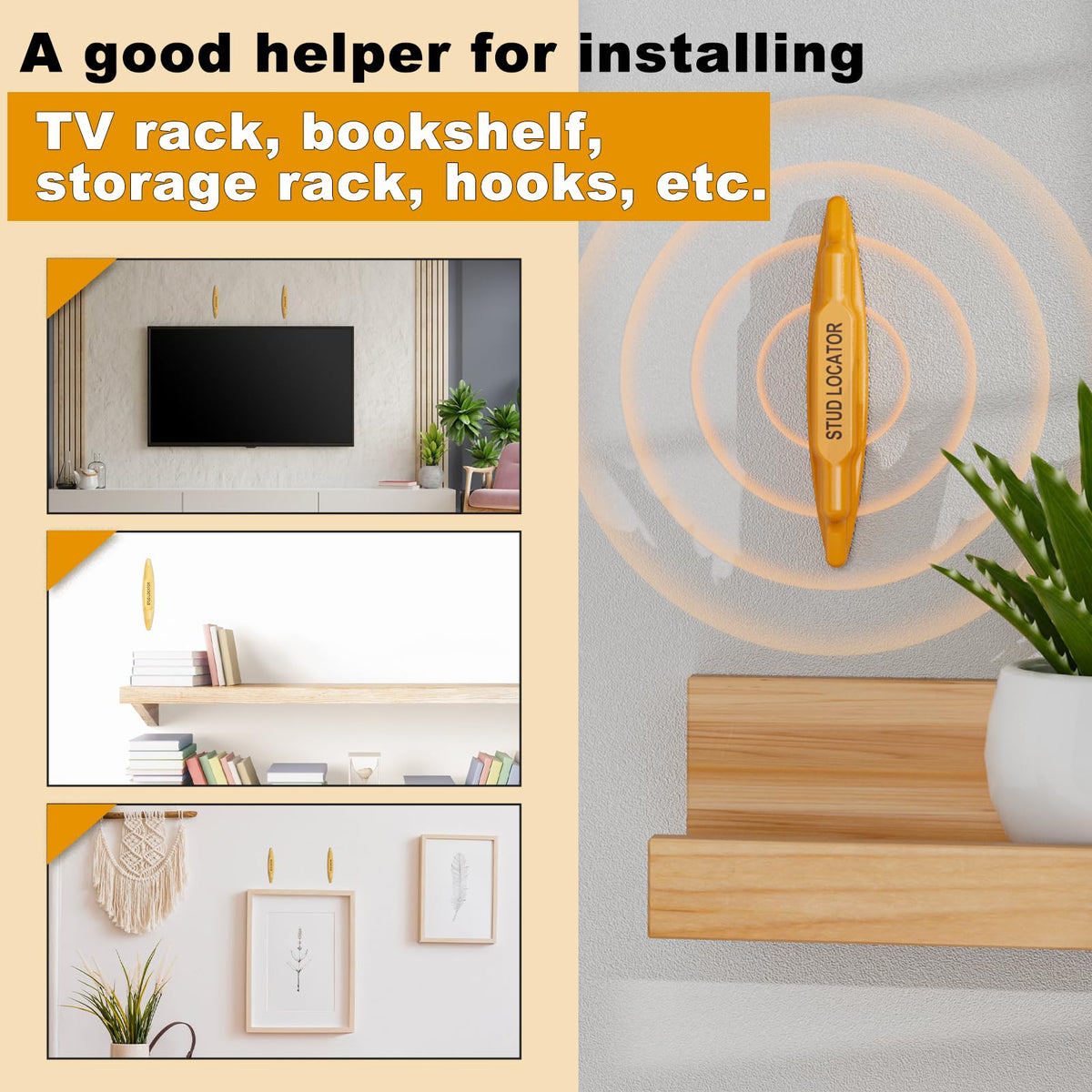 JOTOVO magnetic stud finder used for TV mounting or frames.