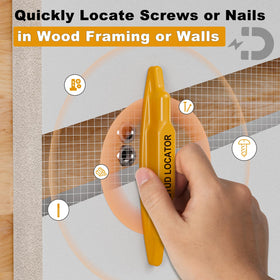 JOTOVO wall-use demo locating studs behind drywall for shelves.