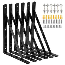 Joumoswk heavy-duty shelf brackets provide sturdy 12x8 inch wall support.