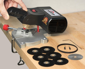 JOUNJIP compact benchtop mini saw for precise hobby cuts.