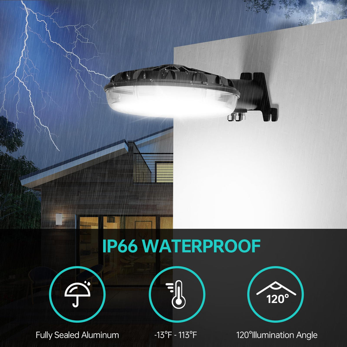 JOY ANAN LED Barn Light delivers 20000LM brightness for large outdoor areas.