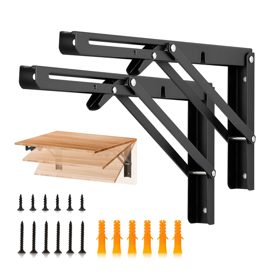 JOY DECOR 12-inch folding bracket side view provides sturdy, space-saving shelf support.