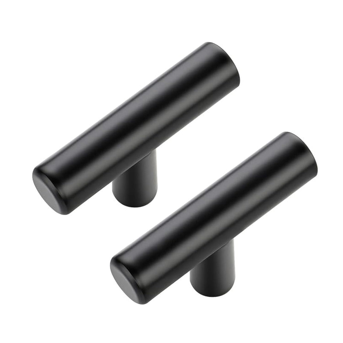 JOY DECOR black round-edge knob 2in on cabinet, durable matte finish for daily use.