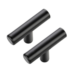 JOY DECOR black round-edge knob 2in on cabinet, durable matte finish for daily use.