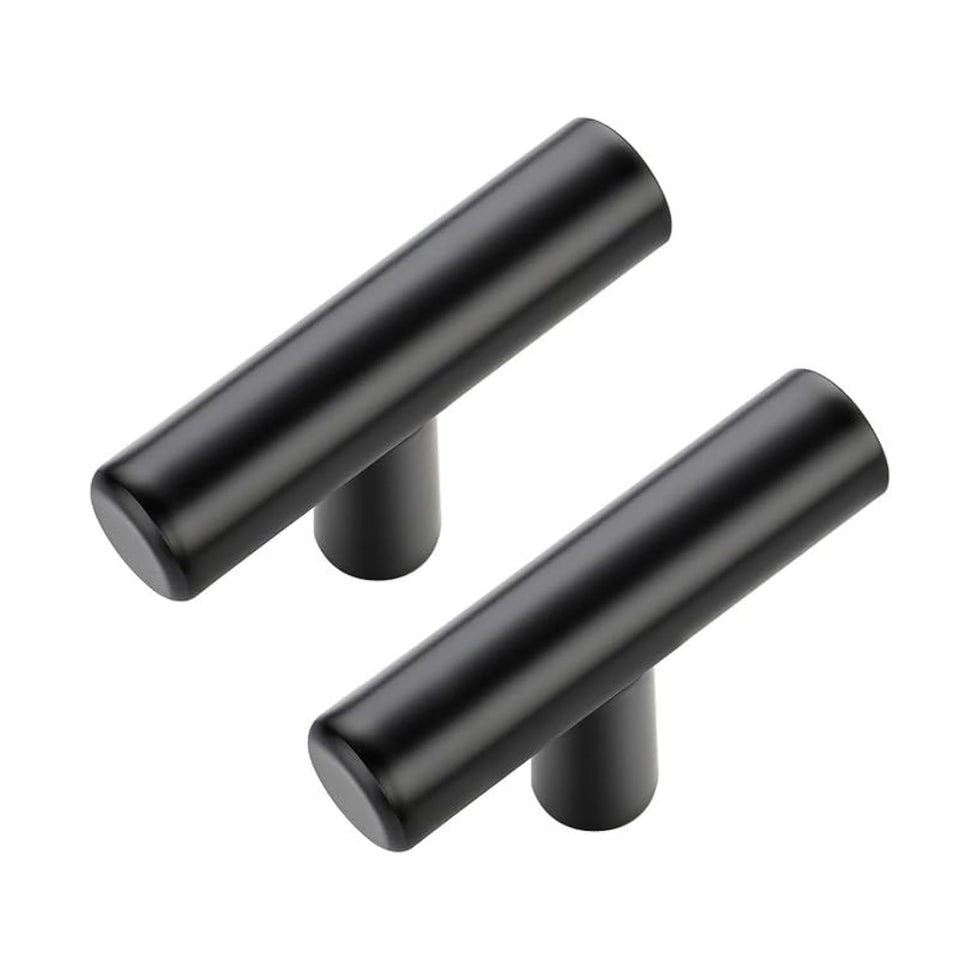 JOY DECOR black round-edge knob 2in on cabinet, durable matte finish for daily use.
