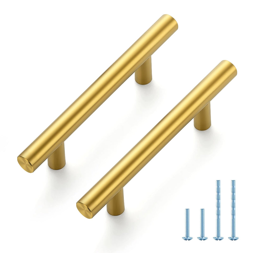 Joy Decor brushed brass cabinet pull 5in adds modern style to kitchen cabinets