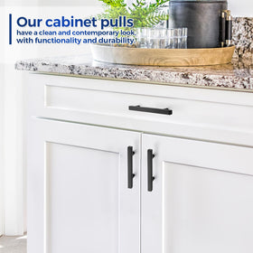 JOY DECOR dresser and drawer handle in matte black for cohesive bedroom storage.