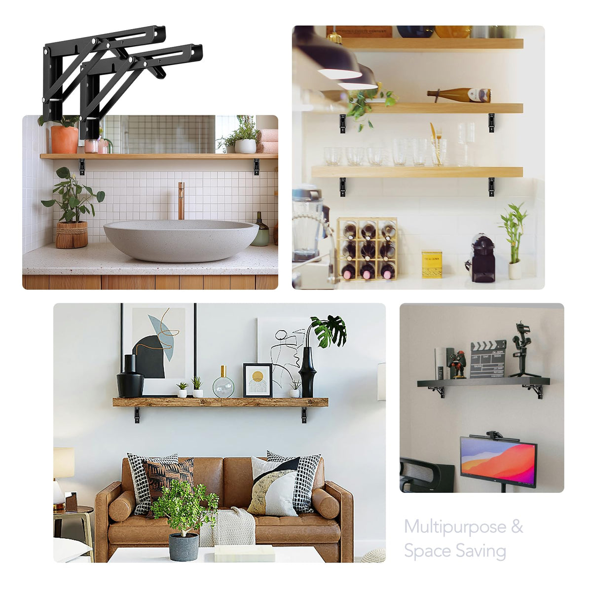 JOY DECOR fold-down table hinge kit mounted on a wall.