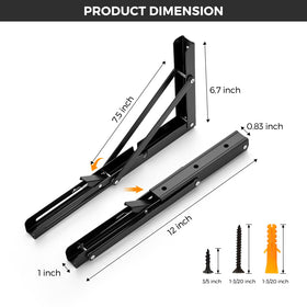 JOY DECOR heavy-duty brackets matte black close-up highlighting durable triangular frame.