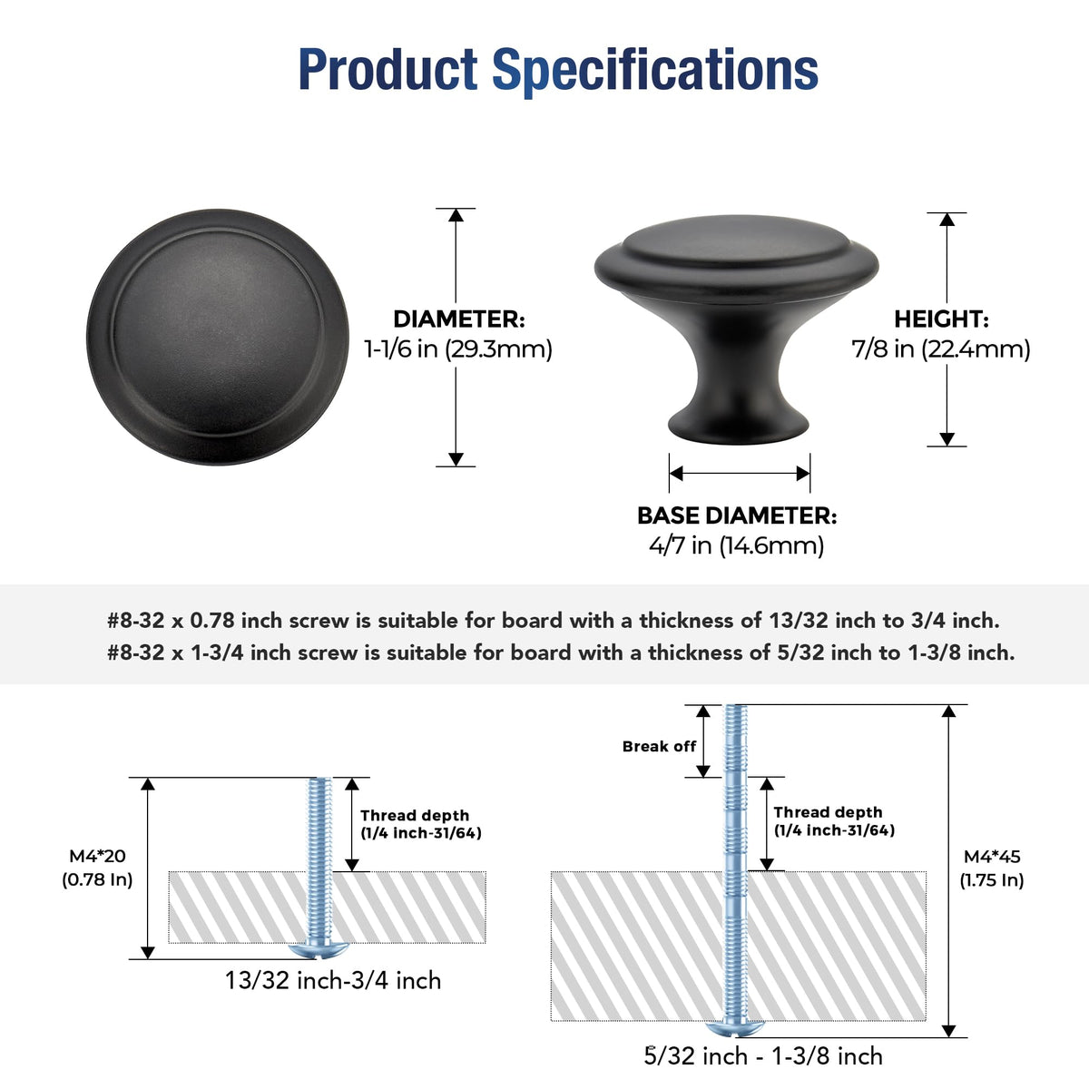Joy Decor knobs with screws inside the packaging for installation