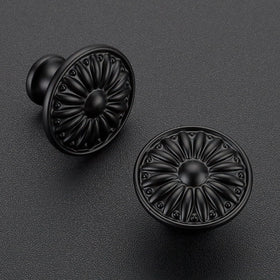 JOY DECOR matte black knob closeup showing zinc alloy build for daily use