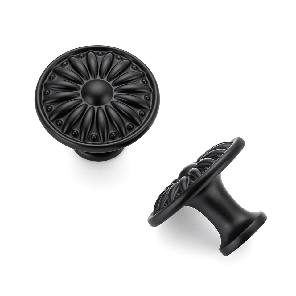 JOY DECOR matte black kitchen knob sunburst rosette with durable construction