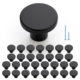 Joy Decor matte black round knob close-up showing durable zinc alloy