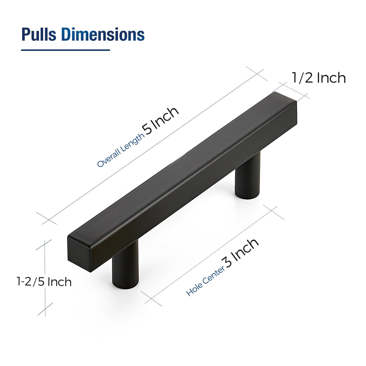 JOY DECOR matte black square cabinet pull close-up demonstrates sturdy stainless steel build.