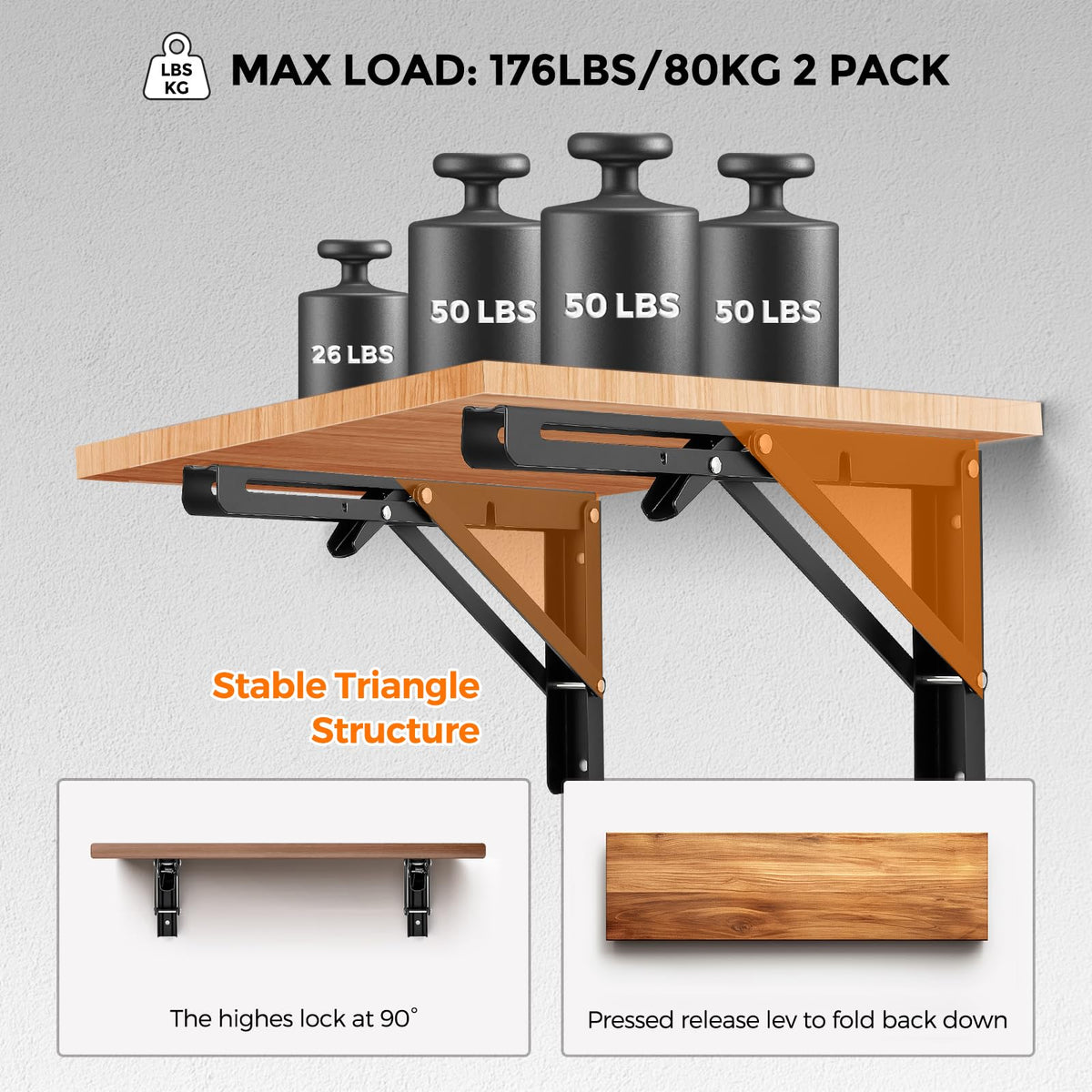 JOY DECOR sleek black metal brackets close-up emphasize modern durability.