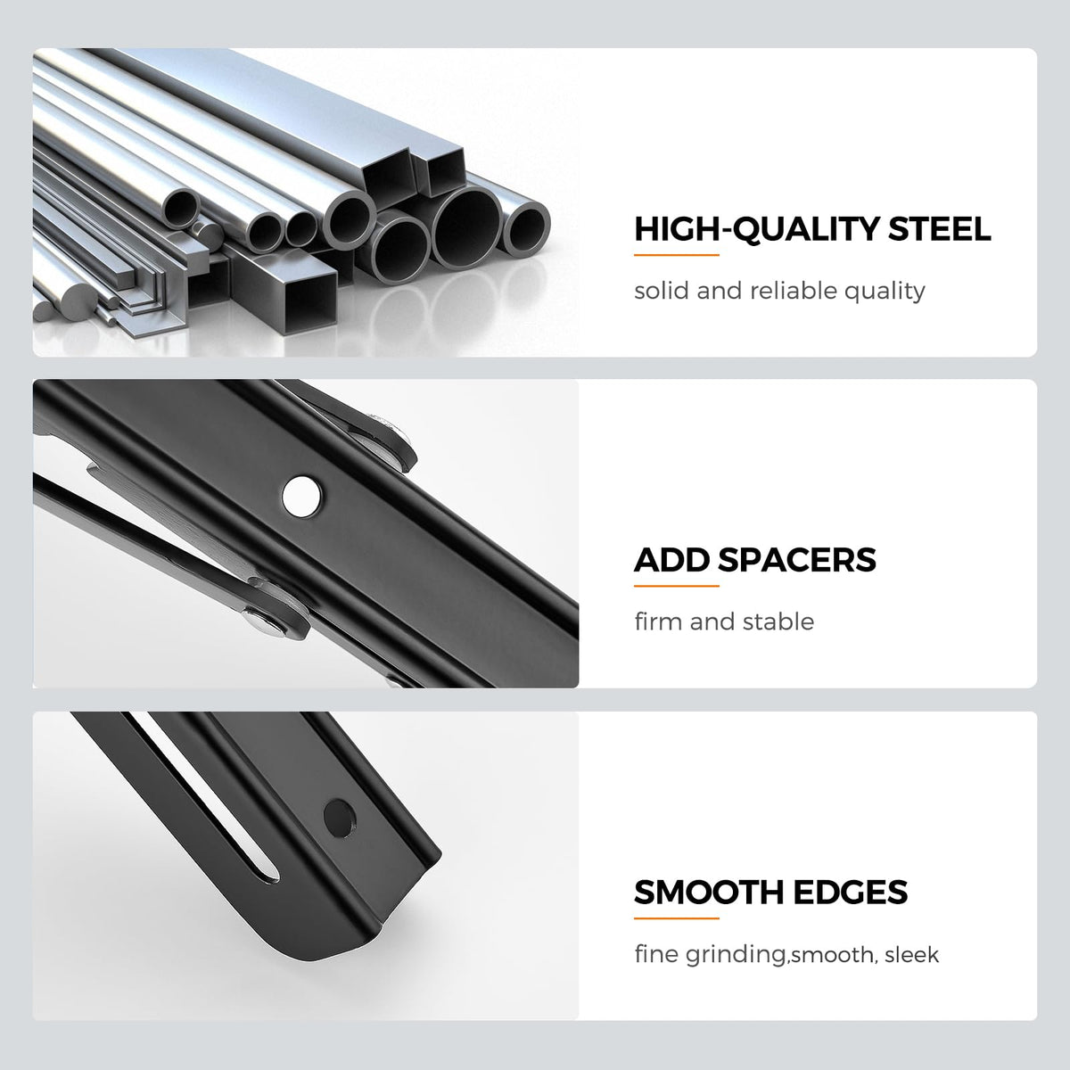 JOY DECOR triangular-structure brackets provide high load support.