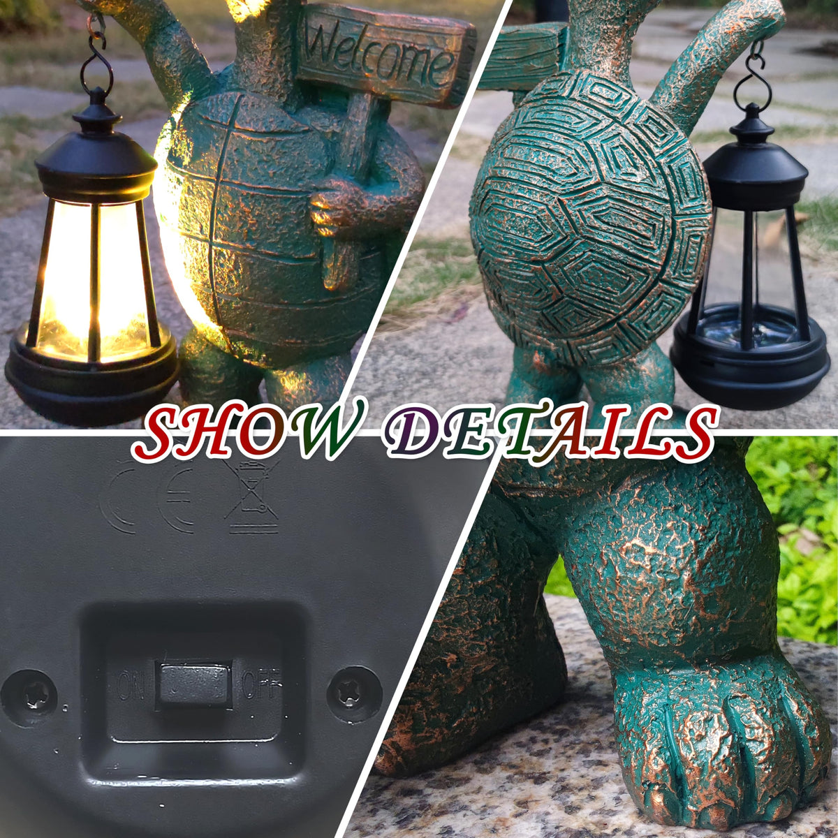 JOYBEE weather-resistant turtle figure with UV coating withstands sun and rain.