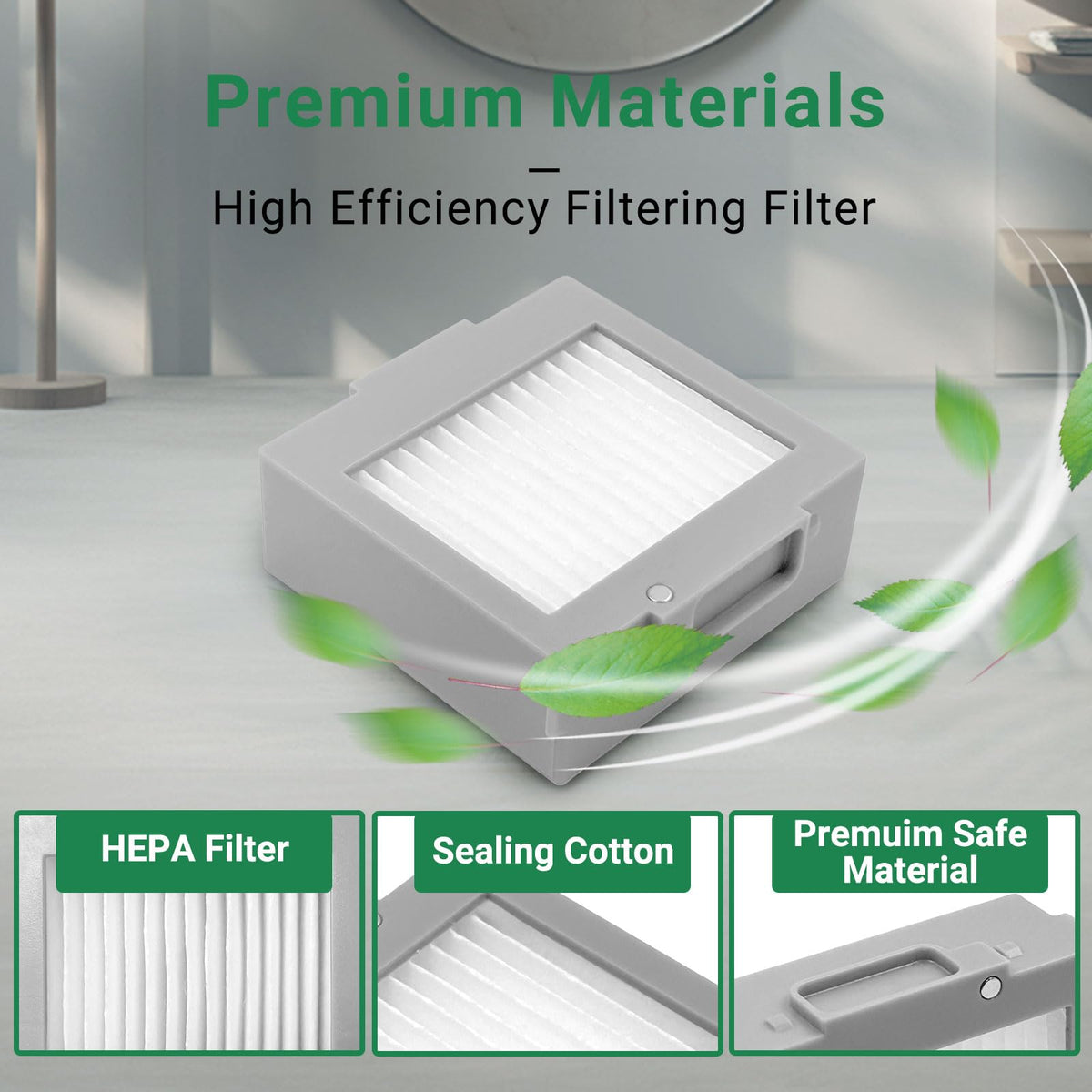 JoyBros Roomba filter closeup reveals fine filtration capability.
