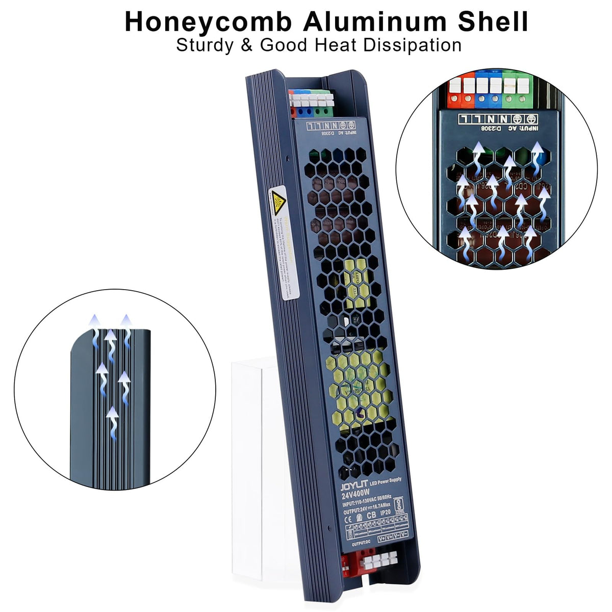 JOYLIT 24V power supply fanless design delivers silent operation.
