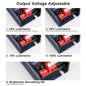 JOYLIT 24V power supply semi-potted seal protects against moisture and vibration.