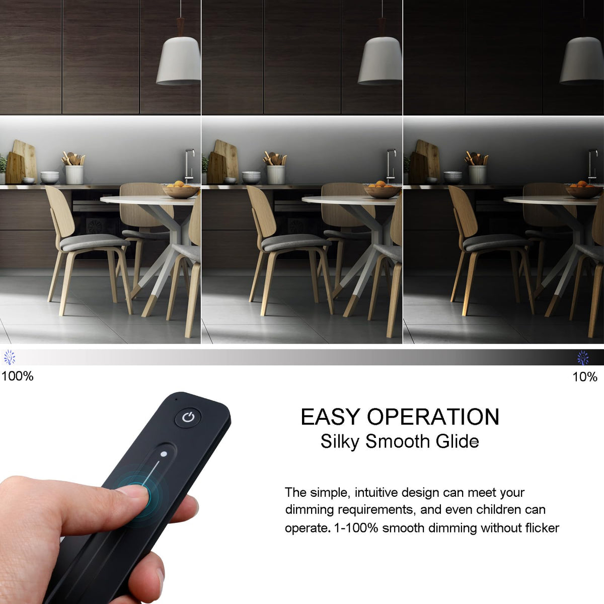 JOYLIT fade-in/out function creates gentle transitions for mood lighting.