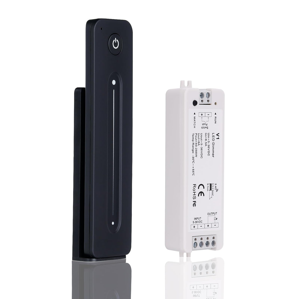 JOYLIT LED dimmer remote for precise brightness control of single-color strips.