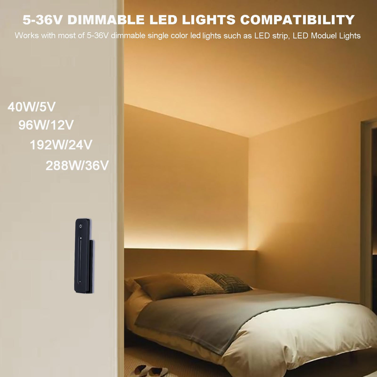 JOYLIT dimmer remembers last setting for flicker-free operation.