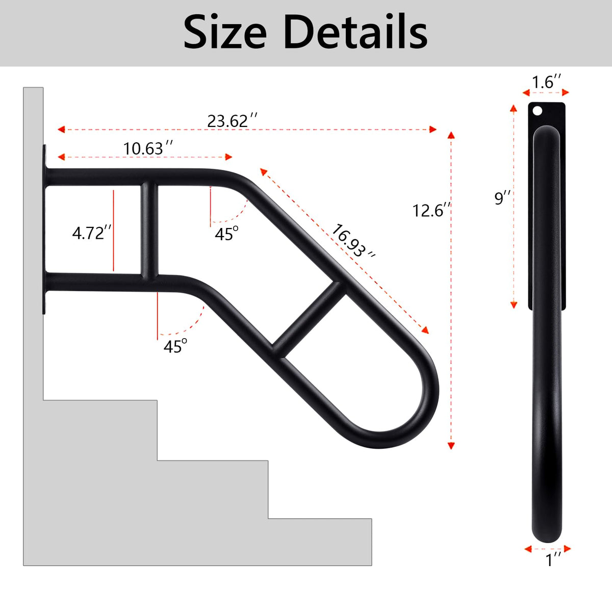 Joyofcife stair rail for porch improves stability while navigating steps.