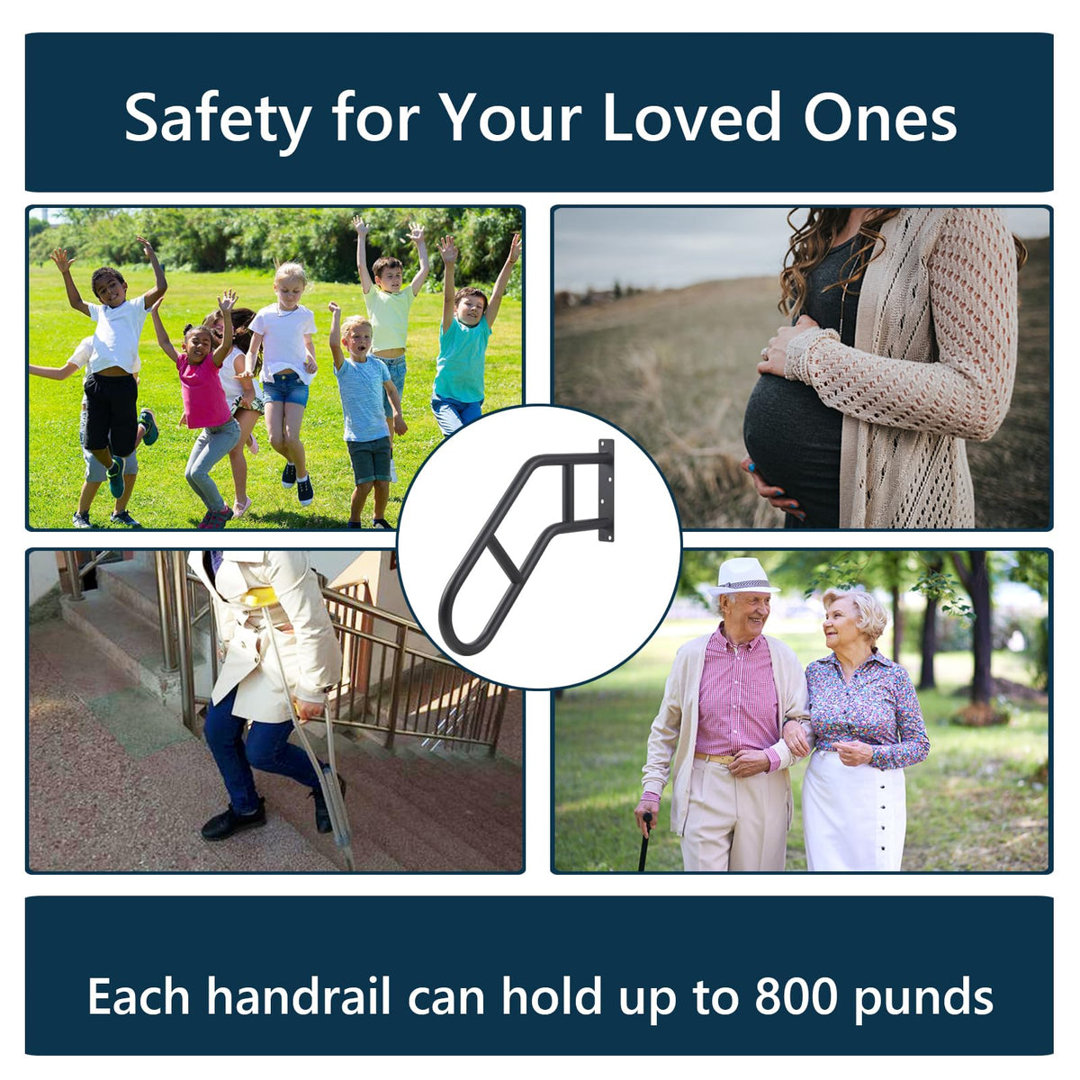 Joyofcife wall-mounted stair handrail enhances grip for safe indoor and outdoor stairs.