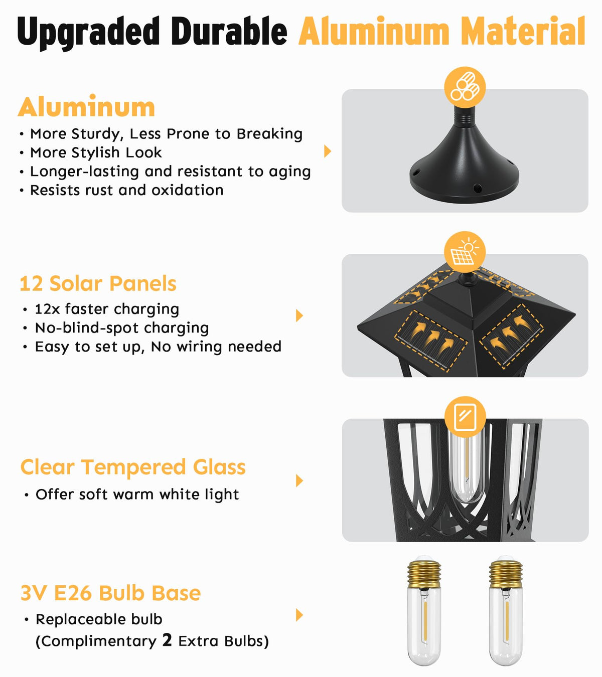 Joyoowild outdoor solar pole base mounting for quick, tool-free setup.