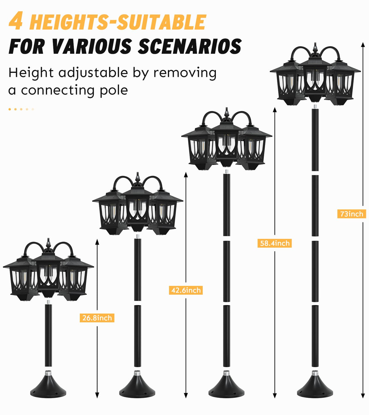 Joyoowild sturdy three-head post enhances curb appeal and safety.