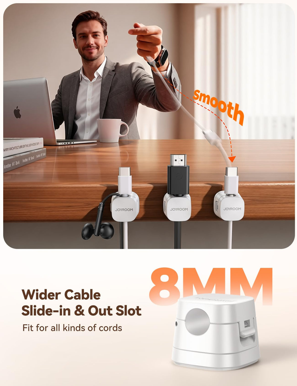 JOYROOM car dashboard setup keeps charging cables within quick reach.