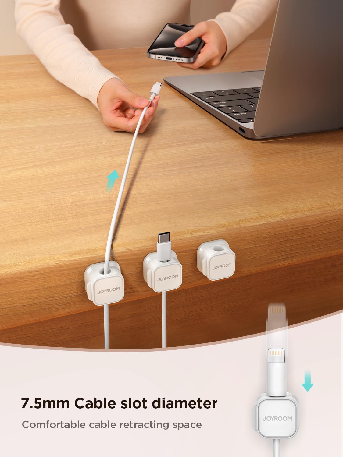 Joyroom no-residue acrylic adhesive sticks firmly without damaging surfaces.