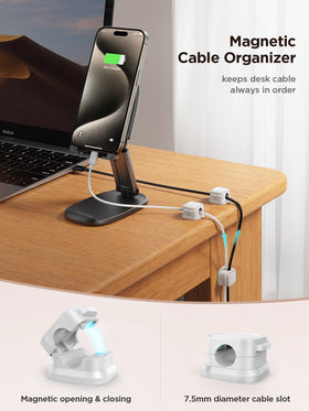 Joyroom magnetic clamp design enables one-handed cable snatch and release from any angle.