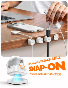 JOYROOM magnetic mount on metal surface keeps cables accessible.