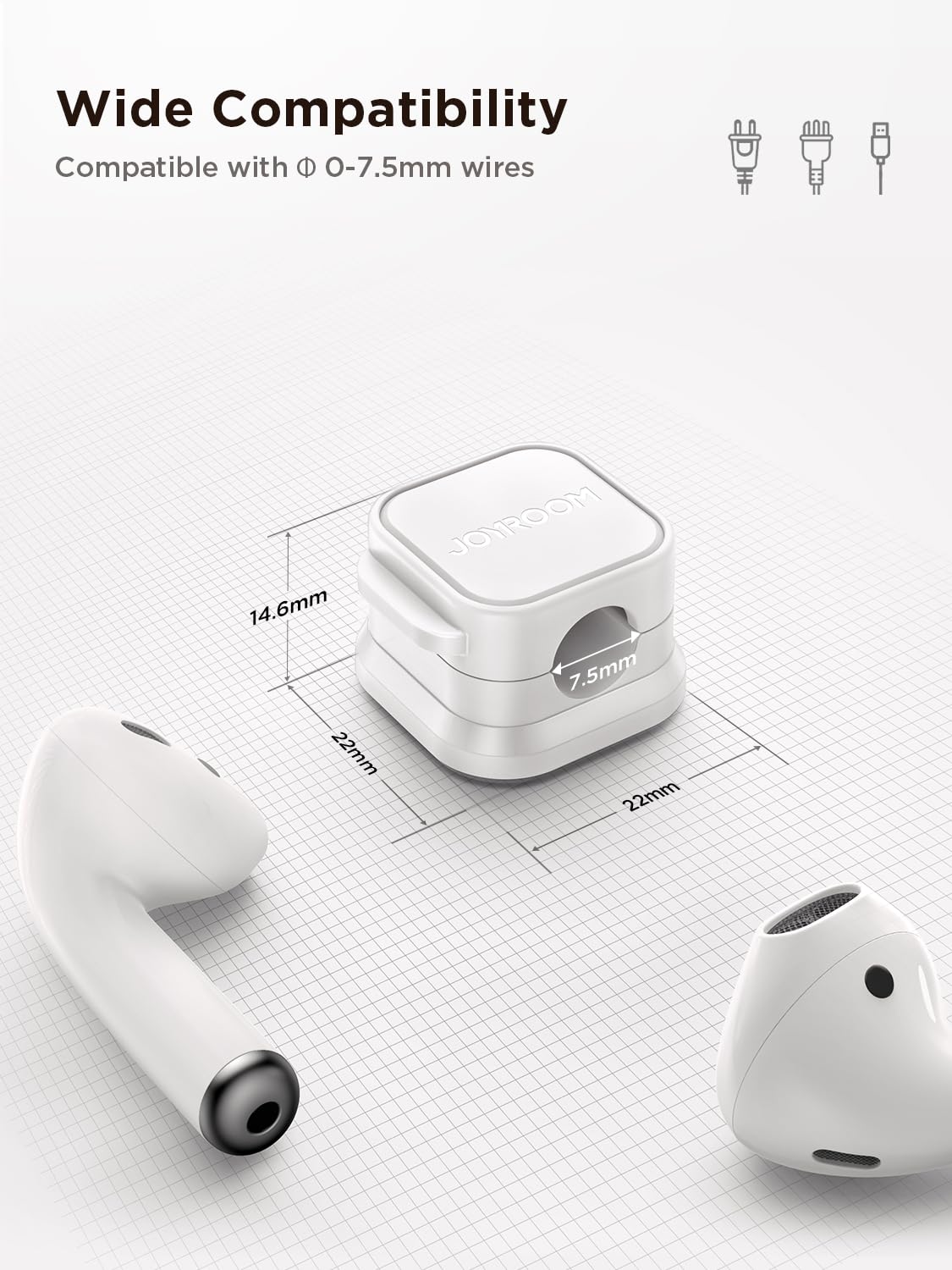 Joyroom ideal for desk, wall, car dashboard cable management to reduce clutter.